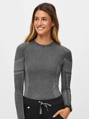 FIGS Salta Seamless Long Sleeve Underscrub | Graphite Gray | Size Small